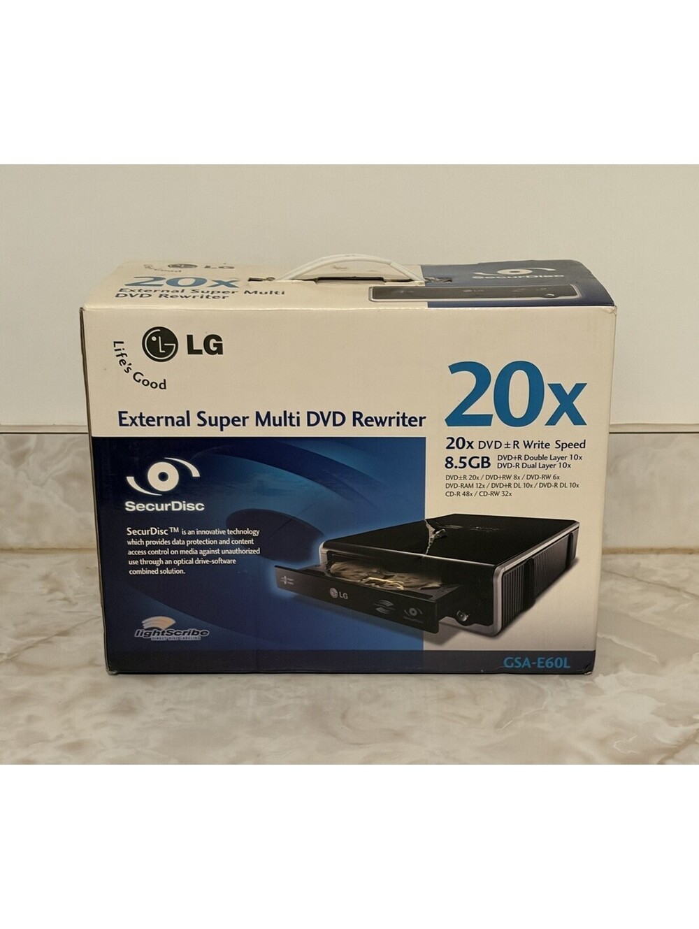LG GSA-E60L 20x External Super Multi DVD Rewriter SecurDisc LightScribe